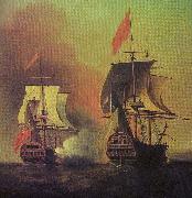 Samuel Scott Capture of the Spanish Galleon Nuestra Senora de Cavagonda by the British ship Centurion during the Anson Expedition oil painting reproduction